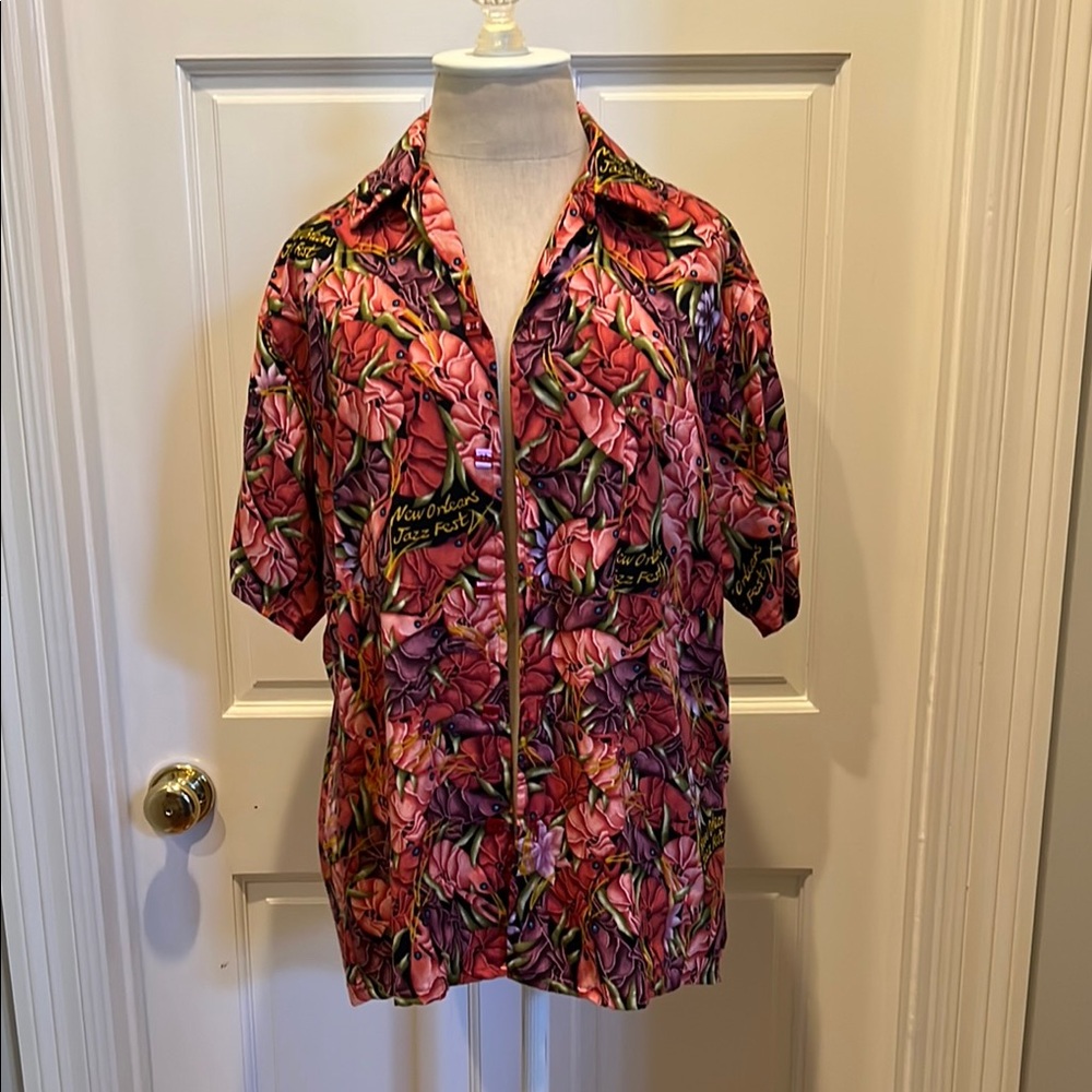 Bayou Wear Jazz Fest Shrimp Patterned  Button-Up Shirt